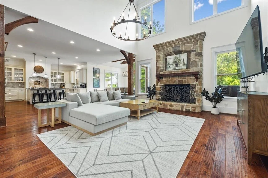 Living room feature wall wallpaper Marietta GA