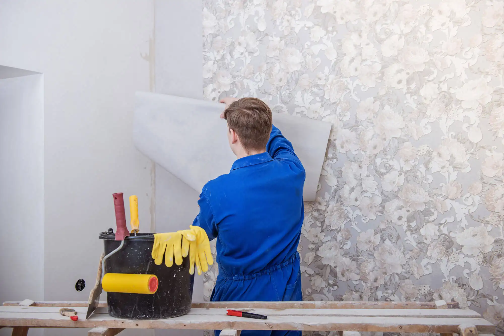 Commercial wallpaper installation Atlanta office building in Adair Park, Atlanta