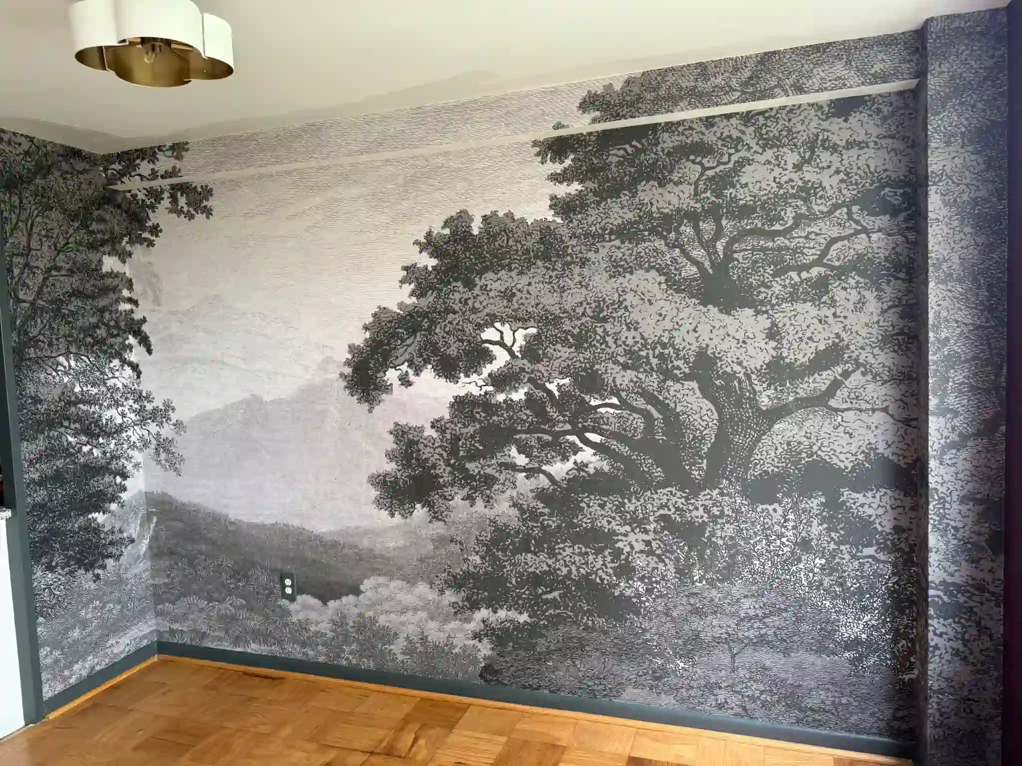 Accent wall wallpaper in Alpharetta, GA new build home