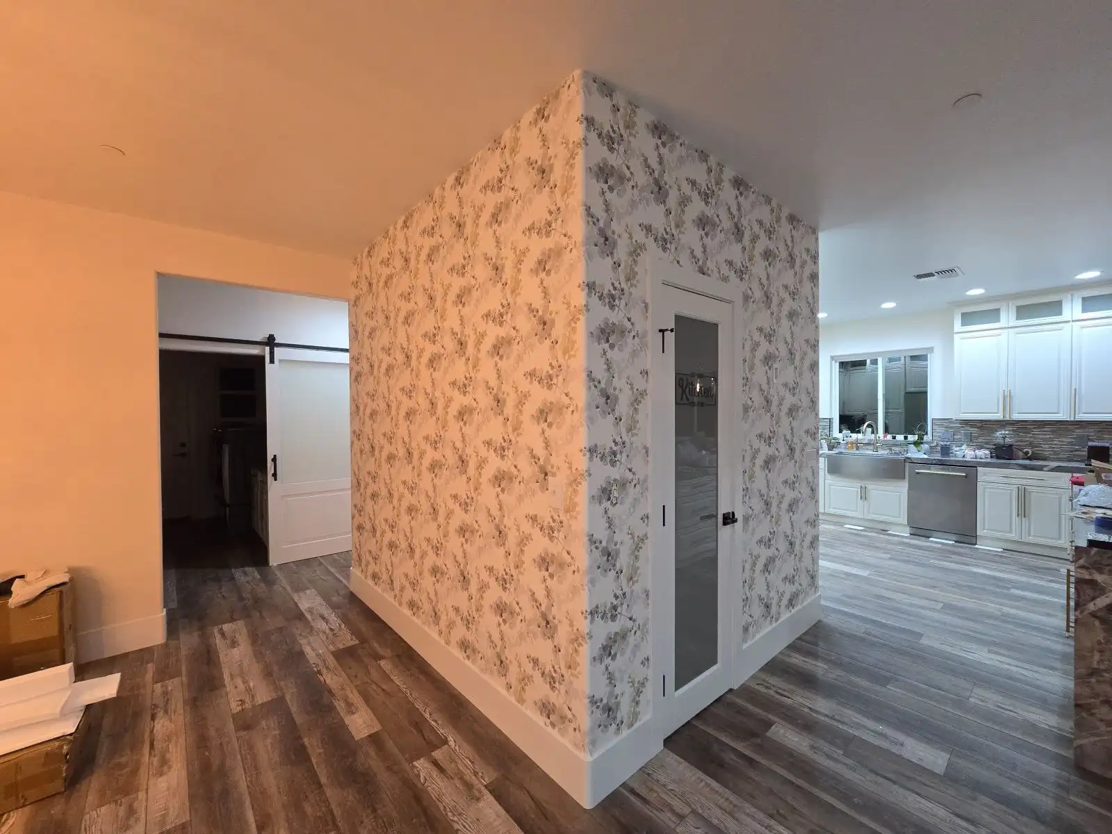 Wallpaper installation in Brookhaven, GA midcentury home